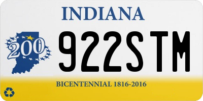 IN license plate 922STM