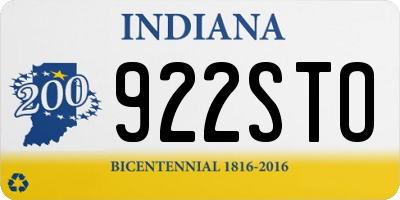 IN license plate 922STO