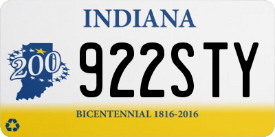 IN license plate 922STY