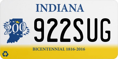 IN license plate 922SUG