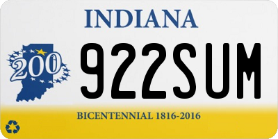 IN license plate 922SUM