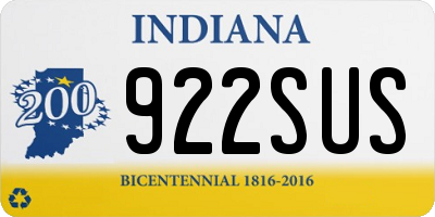 IN license plate 922SUS