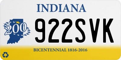 IN license plate 922SVK