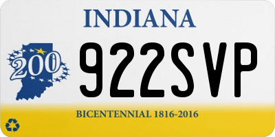 IN license plate 922SVP