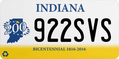 IN license plate 922SVS