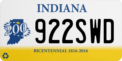 IN license plate 922SWD