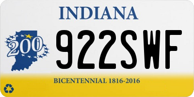IN license plate 922SWF