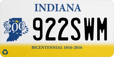 IN license plate 922SWM