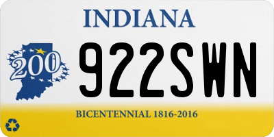 IN license plate 922SWN