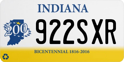 IN license plate 922SXR