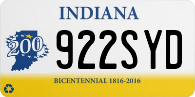 IN license plate 922SYD