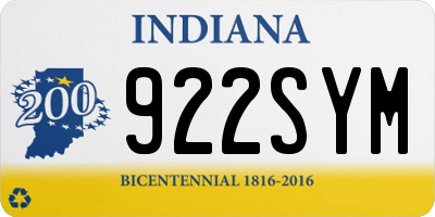 IN license plate 922SYM
