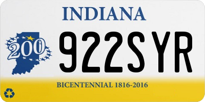 IN license plate 922SYR
