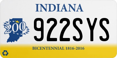 IN license plate 922SYS