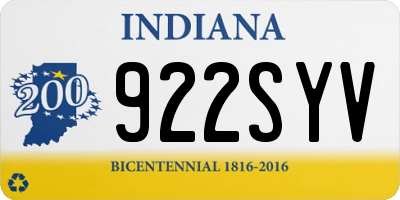 IN license plate 922SYV