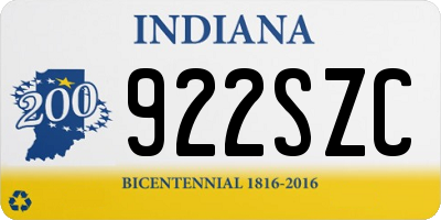 IN license plate 922SZC