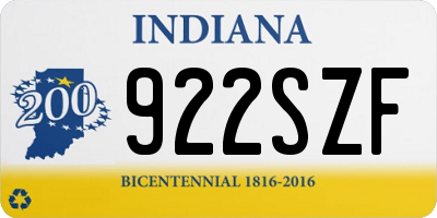 IN license plate 922SZF