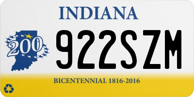 IN license plate 922SZM