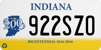 IN license plate 922SZO