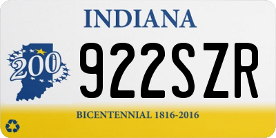 IN license plate 922SZR