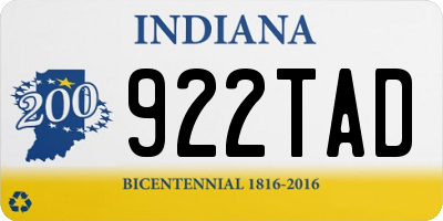 IN license plate 922TAD