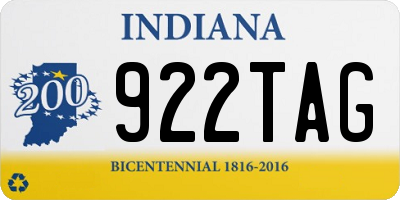 IN license plate 922TAG
