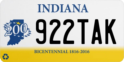 IN license plate 922TAK