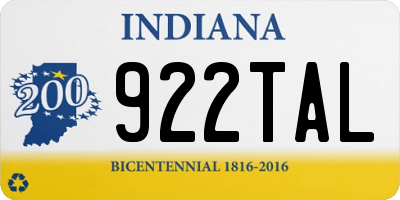 IN license plate 922TAL