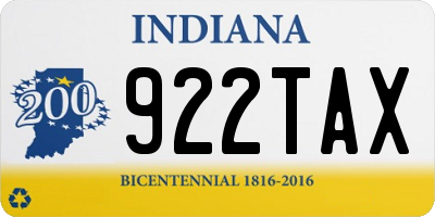 IN license plate 922TAX