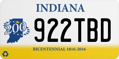 IN license plate 922TBD