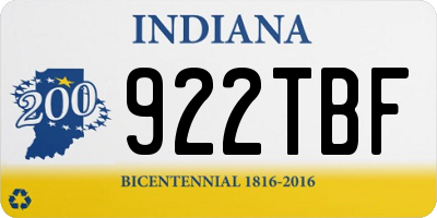 IN license plate 922TBF