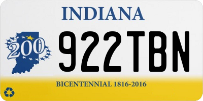 IN license plate 922TBN