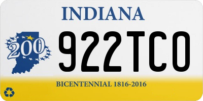 IN license plate 922TCO