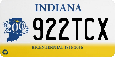 IN license plate 922TCX