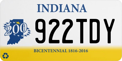 IN license plate 922TDY