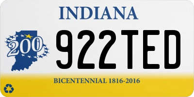 IN license plate 922TED