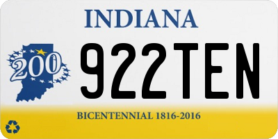 IN license plate 922TEN