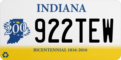 IN license plate 922TEW