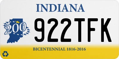 IN license plate 922TFK