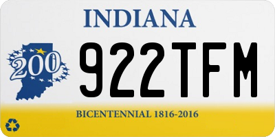 IN license plate 922TFM