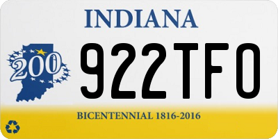 IN license plate 922TFO