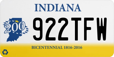 IN license plate 922TFW