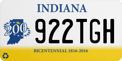 IN license plate 922TGH
