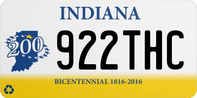IN license plate 922THC