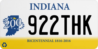 IN license plate 922THK