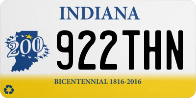 IN license plate 922THN