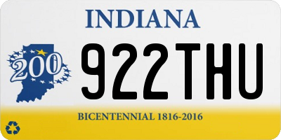 IN license plate 922THU