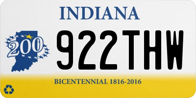 IN license plate 922THW