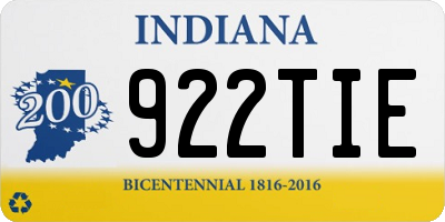 IN license plate 922TIE