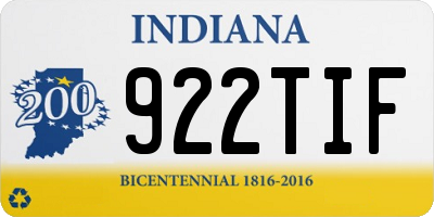 IN license plate 922TIF
